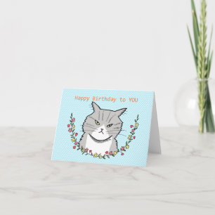 Grumpy Snippy Grey Tabby Cat Schattige Funny Birth Kaart