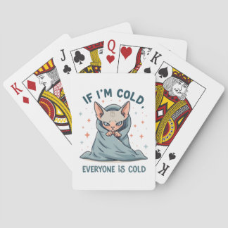 Grumpy Sphynx Cat Cold Humor Cartoon Design Pokerkaarten
