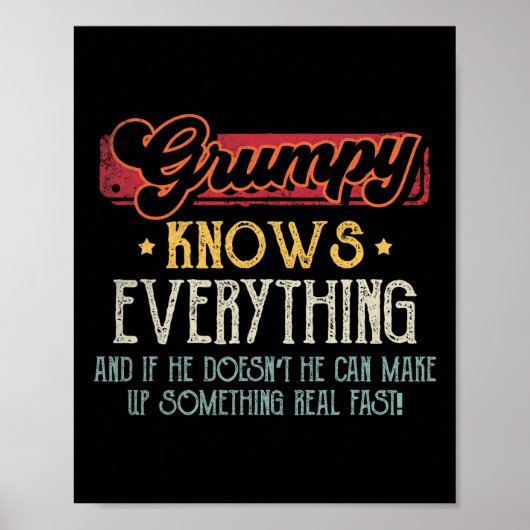 Grumpy weet alles grappige Grumpy Vaders Dag G Poster (Voorkant)