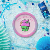 Grumpy Zombie Muffin Roze Hersenen Oogbal Hallowee Papieren Bordje (Feest)