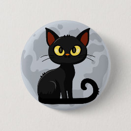 Grumpy zwarte kat maan knop ronde button 5,7 cm