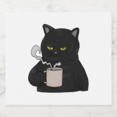 Grumpy zwarte kat met koffie ochtend grouch sparkling wijnetiket (Enkel label)