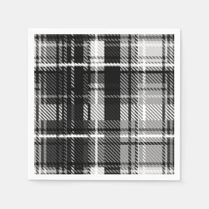 Grunde Zwart Wit Flanel Plaid Tartan Design Servet
