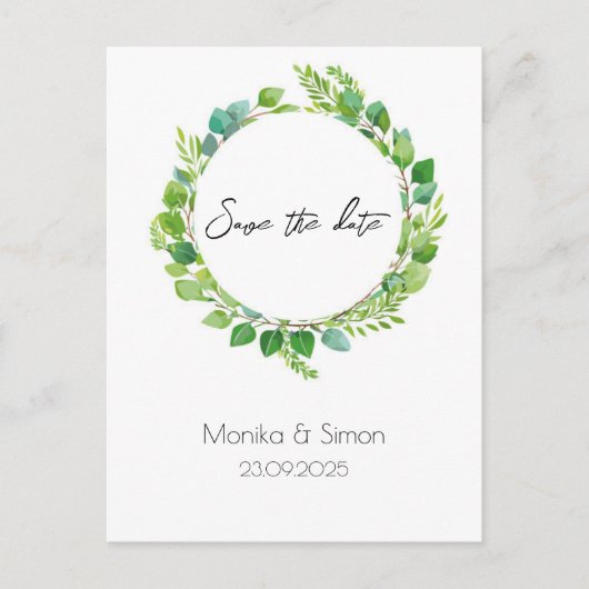 grüner boho Blätterkranz, schlicht, modern Briefkaart (Voorkant)