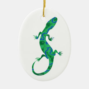Grüner Gecko ArtDeco Keramisch Ornament