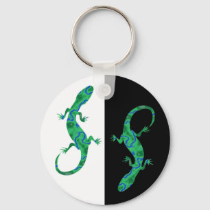 Grüner Gecko ArtDeco zwart-wit Sleutelhanger