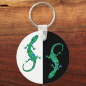 Grüner Gecko ArtDeco zwart-wit Sleutelhanger (Voorkant)