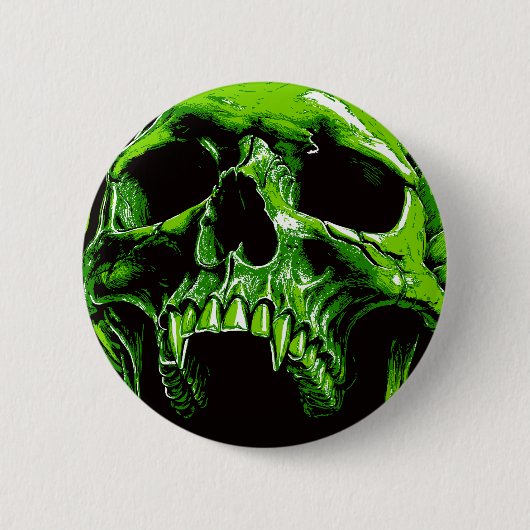 Grüner Vampirschädel Ronde Button 5,7 Cm (Voorkant)