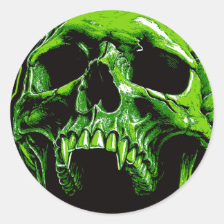 Grüner Vampirschädel Ronde Sticker