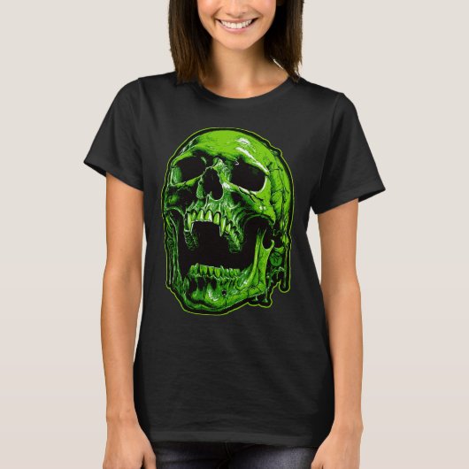 Grüner Vampirschädel T-shirt (Voorkant)