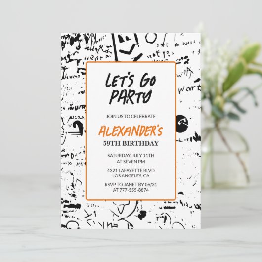 Grunge 59e anniversaire invitations Hommes Graffit (Debout devant)