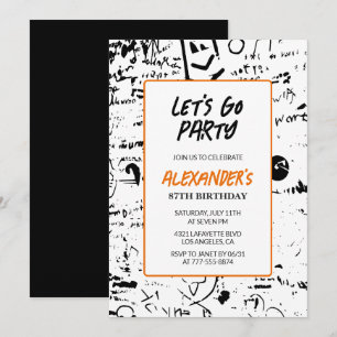 Grunge 87e anniversaire invitations Hommes Graffit