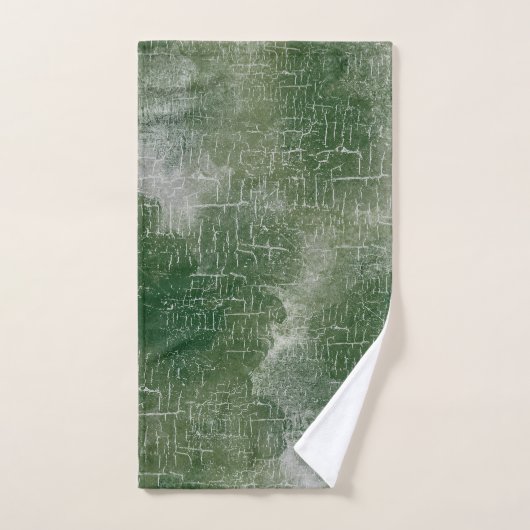 Grunge Abstrait rustique en Forêt, Vert pin, Gris (Serviette à main)