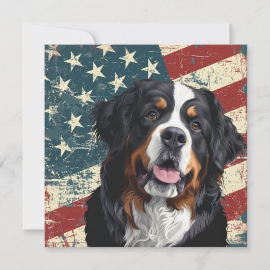 Grunge American Flag Bernese Mountain Dog (Voorkant)