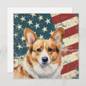 Grunge American Flag Corgi Dog Flat Card (Voorkant / Achterkant)