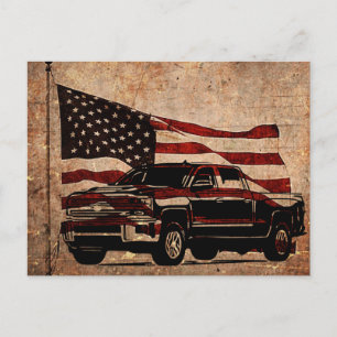Grunge American Flag en Black Truck Patriotic Briefkaart