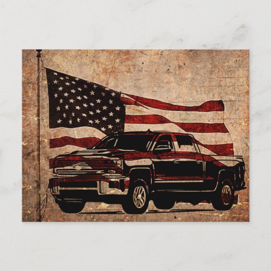Grunge American Flag en Black Truck Patriotic Briefkaart (Voorkant)