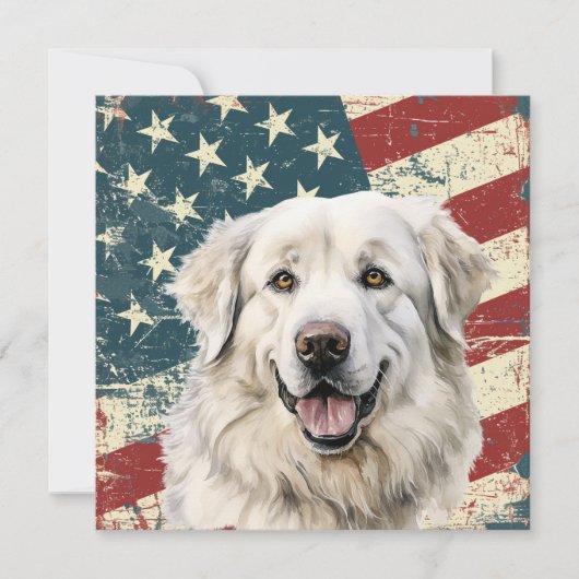 Grunge American Flag Great Pyrenees Flat Card (Voorkant)