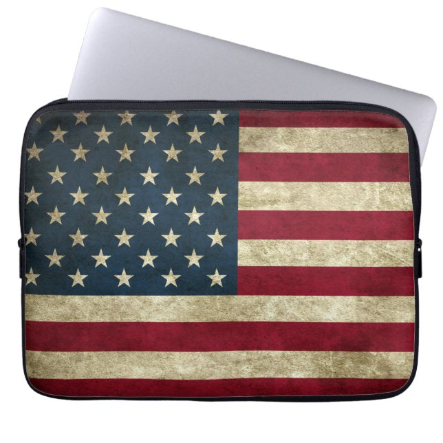 Grunge American Flag Laptop Sleeve (Voorkant)