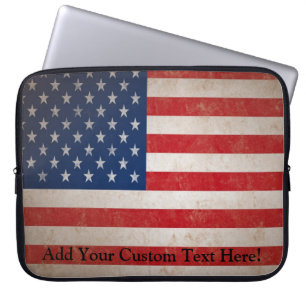  Grunge American Flag Patriotic Design Laptop Sleeve