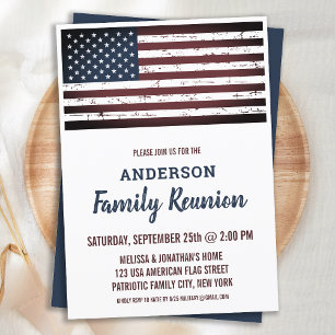 Grunge American Flag Patriotic Family Reunion Kaart