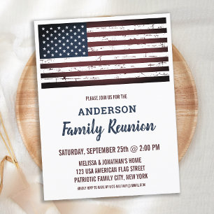 Grunge American Flag Patriotic Family Reunion Uitnodiging Briefkaart
