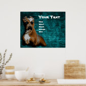 Grunge American Pitbull Terrier Portret Poster (Keuken)