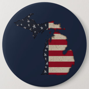 Grunge Americana Michigan Patriottisch Ronde Button 6,0 Cm