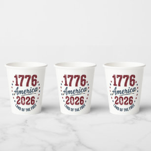 Grunge Amerika 1776 - 2026 Land van de Vrijen Papieren Bekers