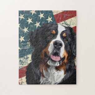 Grunge Amerikaanse vlag Bernese Berghond Legpuzzel