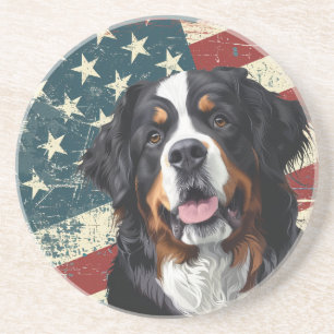 Grunge Amerikaanse vlag Bernese Berghond Zandsteen Onderzetter