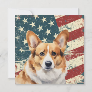 Grunge Amerikaanse Vlag Corgi Hond Plat Kaart