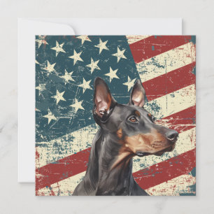 Grunge Amerikaanse Vlag Dobermann Pinscher Vlakke