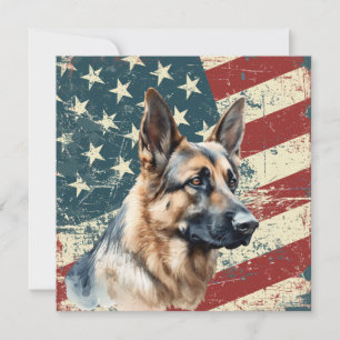Grunge Amerikaanse Vlag Duitse Herdershond Plat Ka