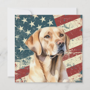 Grunge Amerikaanse Vlag Gele Labrador Vlakke Kaart