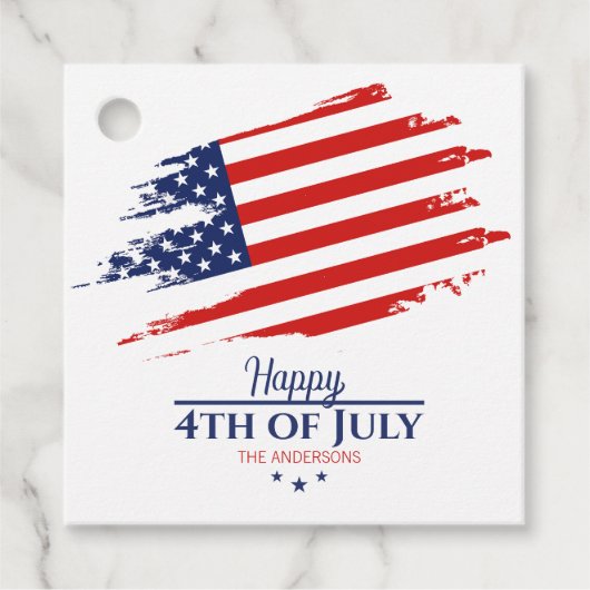 Grunge Amerikaanse vlag Happy 4th juli ID1104 Bedankjes Labels (Voorkant)