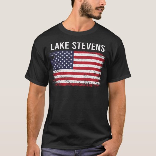 Grunge Amerikaanse vlag Lake Stevens T-shirt (Voorkant)