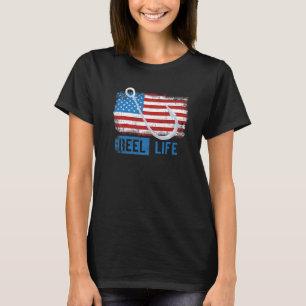 Grunge Amerikaanse Vlag Visser Grafisch Vissen Ree T-shirt