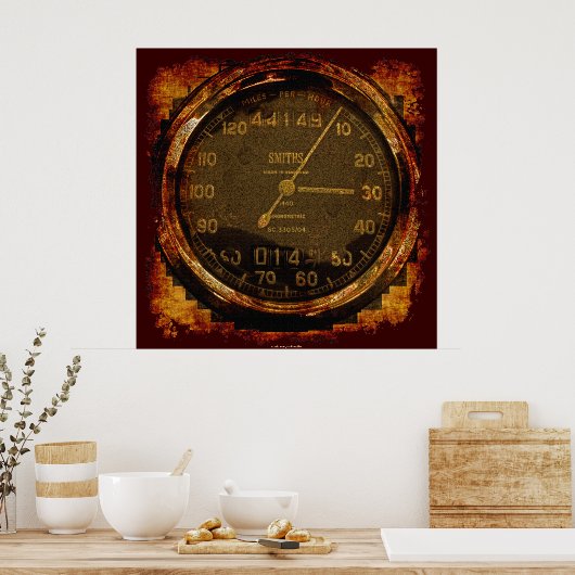 Grunge Ancien Speedometer Auto Art Poster (Cuisine)