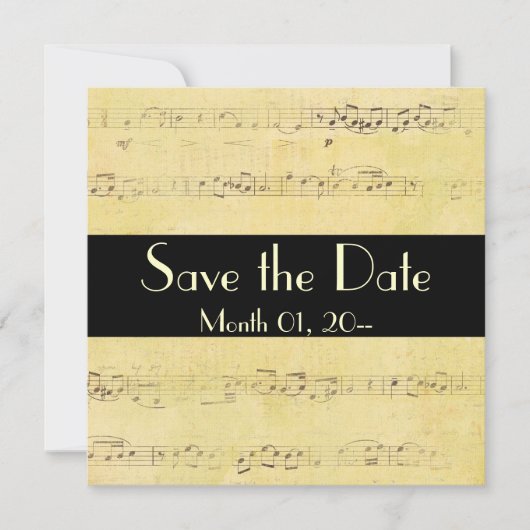 Grunge Antiek Musical Notes-uitnodigingen Save The Date (Voorkant)