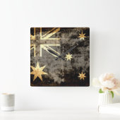 Grunge Australia Flag 3 Vierkante Klok (Huis)