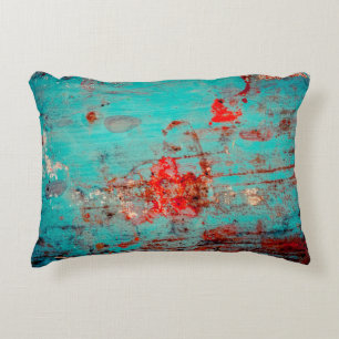 Grunge background of turquoise. Blokken, uitstrijk Accent Kussen