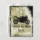Grunge Biker Mariage RSVP Invitation avec photo (Devant / Derrière)