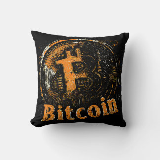 Grunge Bitcoin logo crypto blockchain Design Kussen