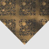  Grunge Black en Gold Roos Damask Tissuepapier (Detail)