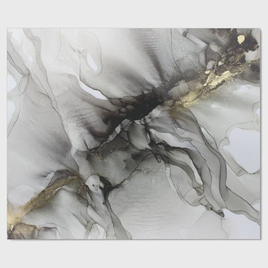 Grunge Black Grey Gold Cadeaupapier (Vlak)