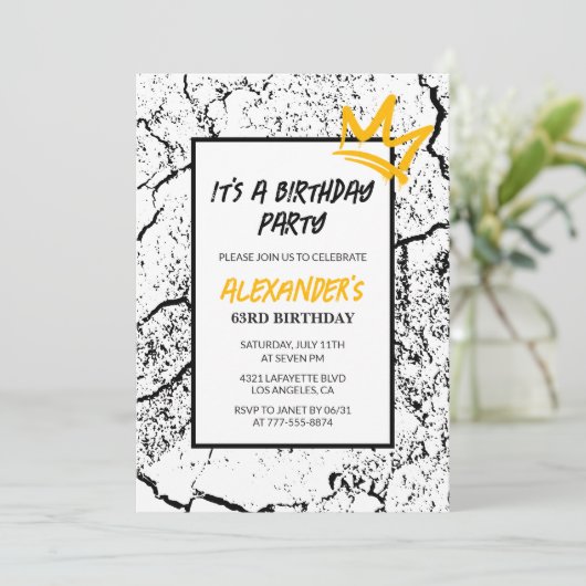 Grunge Black Invitation de 63e anniversaire Graffi (Debout devant)