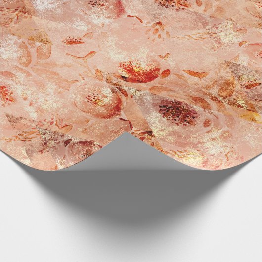 Grunge bloemenpatroon. Koraal achtergrond. Cadeaupapier (Hoek)