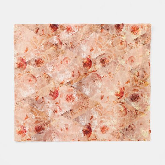 Grunge bloemenpatroon. Koraal achtergrond. Fleece Deken (Voorkant (Horizontaal))