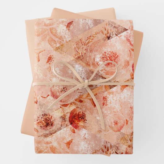 Grunge bloemenpatroon. Koraal achtergrond. Inpakpapier Vel (In situ)